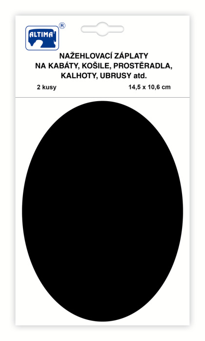 Nažehlovací záplaty jednobarevné ovály - černá